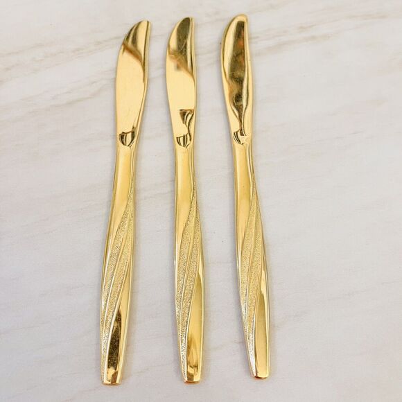 INTERNATIONAL SILVER American Flair Gold (Gold Electroplate) 12 Pc Flatware USA - Picture 2 of 11